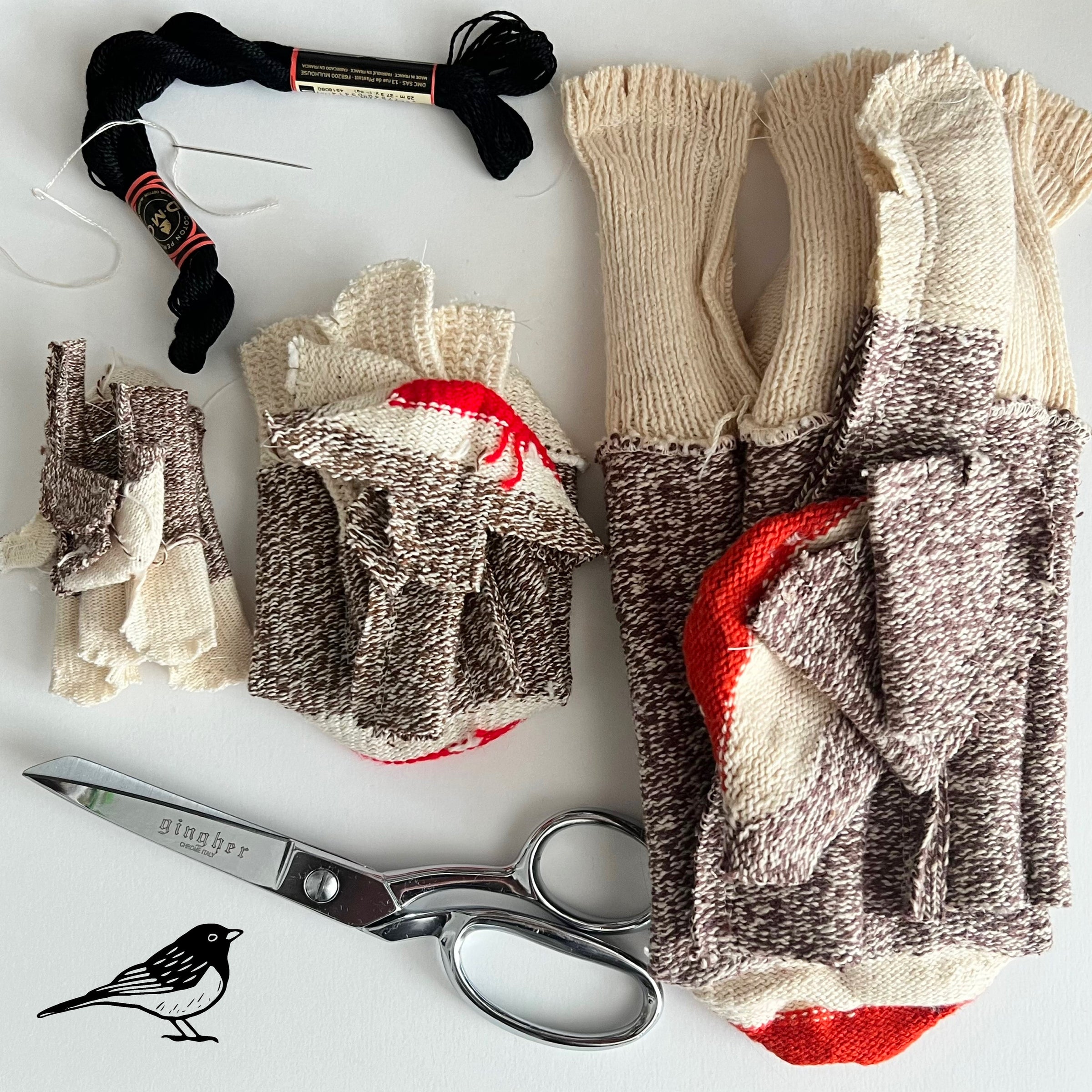 Small Sock Monkey - Black and Gray Stripes - Modern Toddler Socks