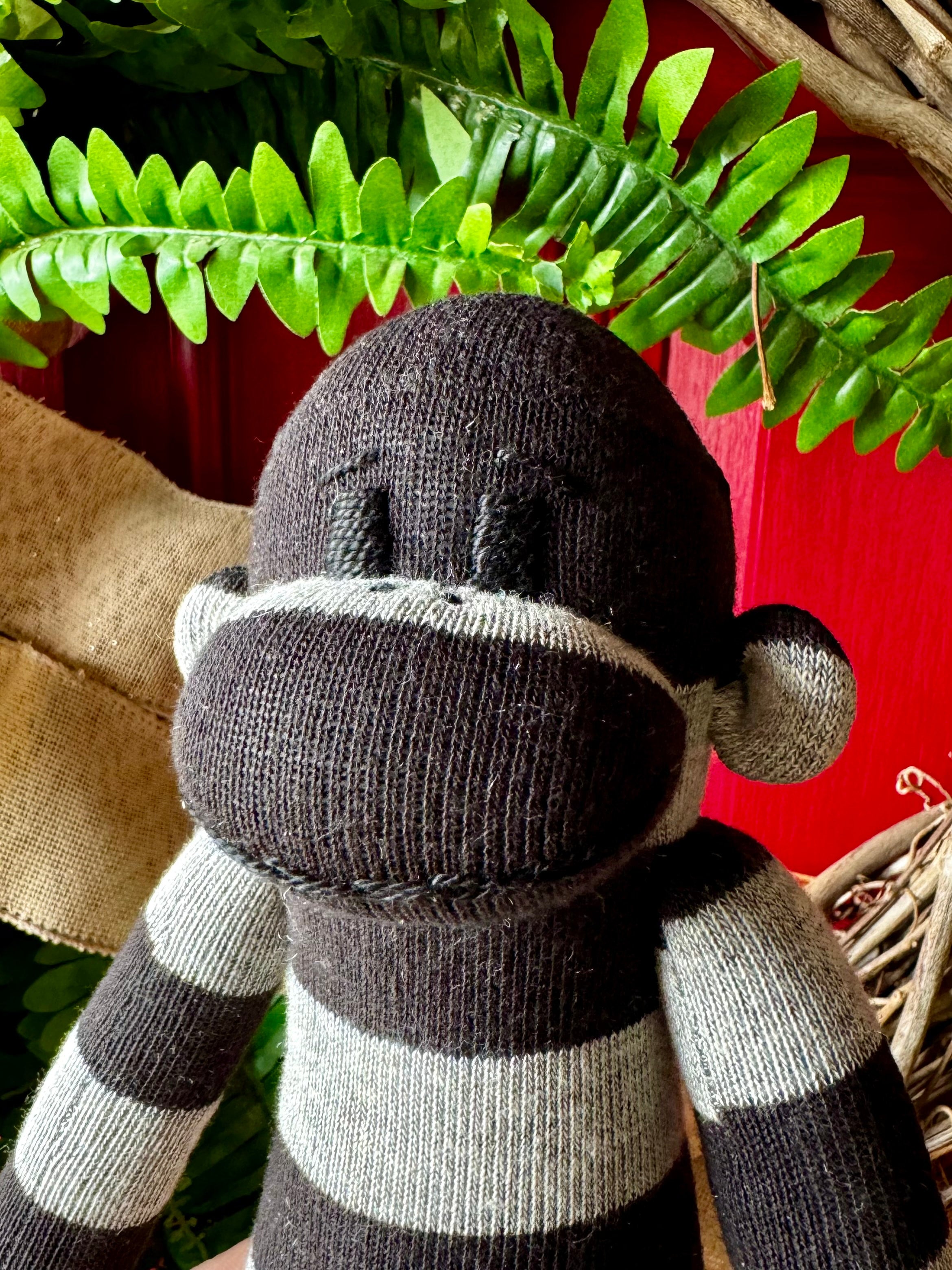 Small Sock Monkey - Black and Gray Stripes - Modern Toddler Socks